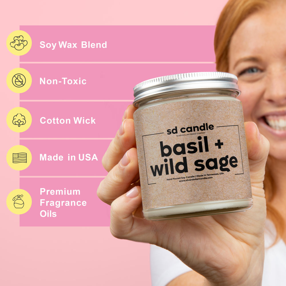 #15 | Basil + Wild Sage Scented Wholesale Candles - 100% All-Natural Handmade Soy Wax Candle